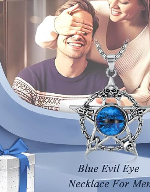 Blue Evil Eye Necklace for Men